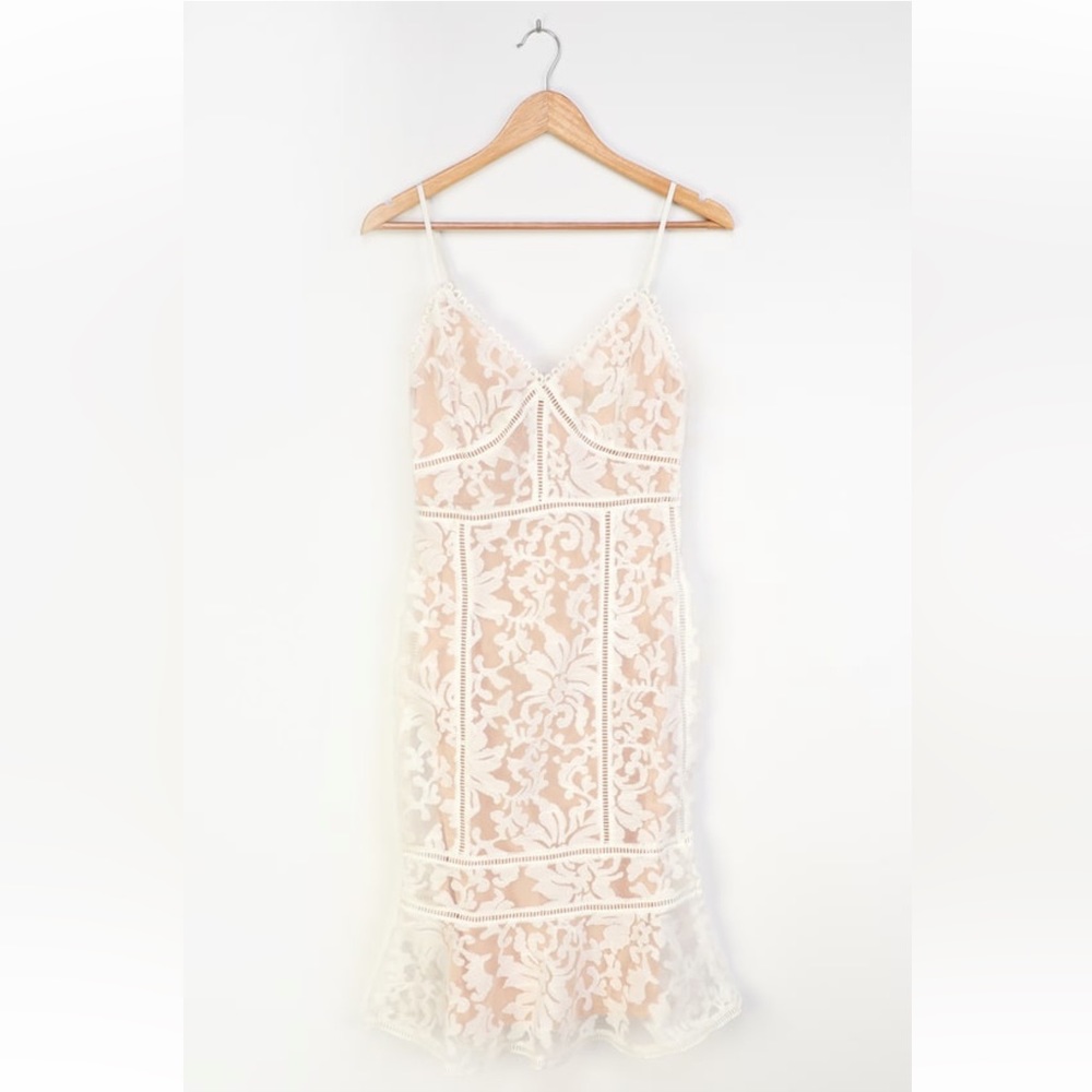 White lace midi dress